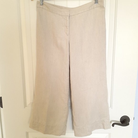 J. Jill Linen Blend Wide Leg Crop Pants w/Metallic in Flax Shimmer Size 6 - Picture 1 of 11